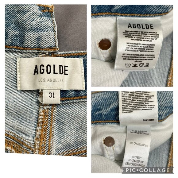 AGOLDE Criss Cross Straight Jeans Size 31 NWOT High Rise Vintage Denim Look - Picture 12 of 12